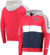 STARTER Men's Starter Red/Navy Washington Capitals Playoffs Color Block Full-Zip Hoodie