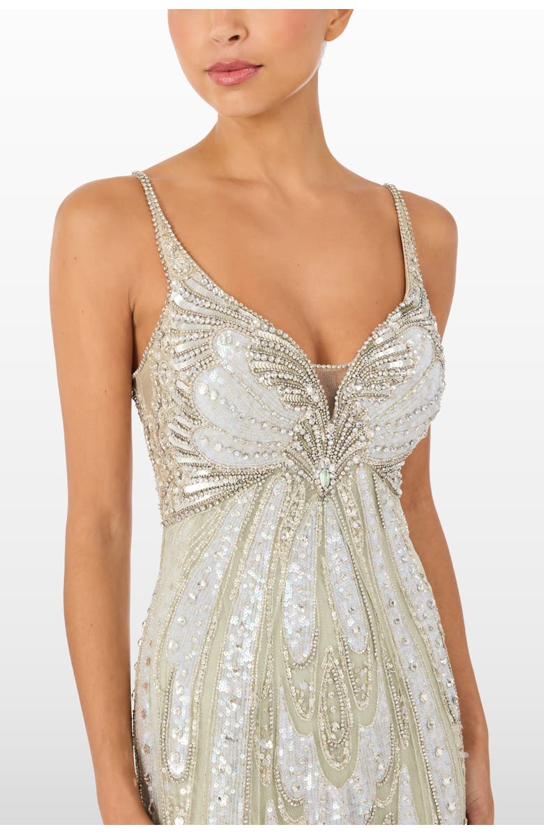 Jenny Packham Yves Beaded Maxi Dress, Alternate, color, Marmo Green