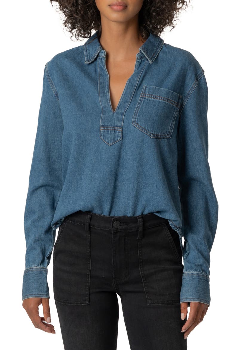 Iris Pullover Denim Shirt, Main, color, EASE