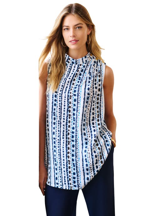 Stretch Knit Crepe Draped Tunic