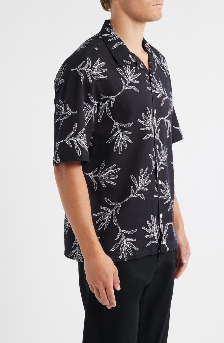 NN07 Ole 5210 Floral Cotton & Lyocell Camp Shirt, Alternate, color, Black