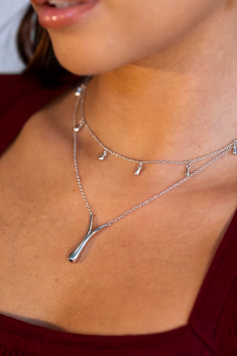 V Drop Pendant, Alternate, color, Sterling Silver