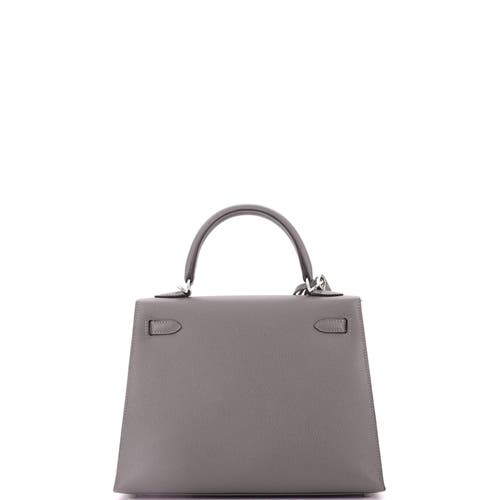 Pre-owned Hermes  Hermes Kelly Handbag Grey Epsom With Palladium Hardware 25 In Gray
