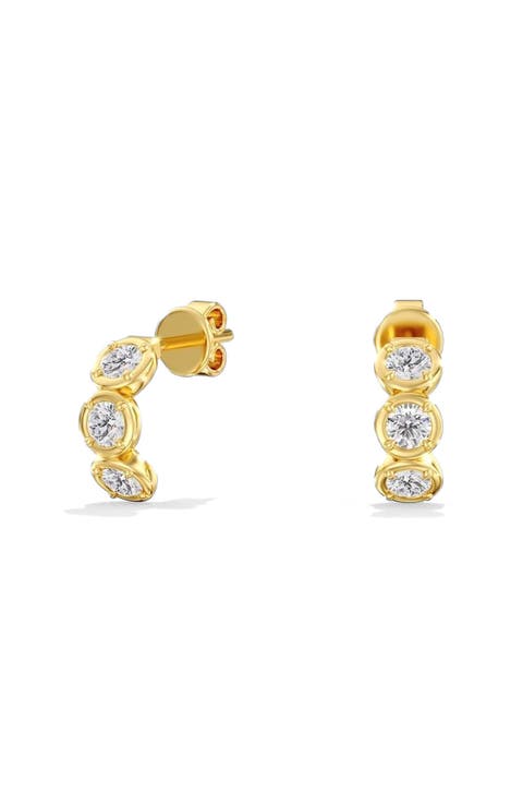 Aura Round Lab Diamond Stuggies in 14K Gold