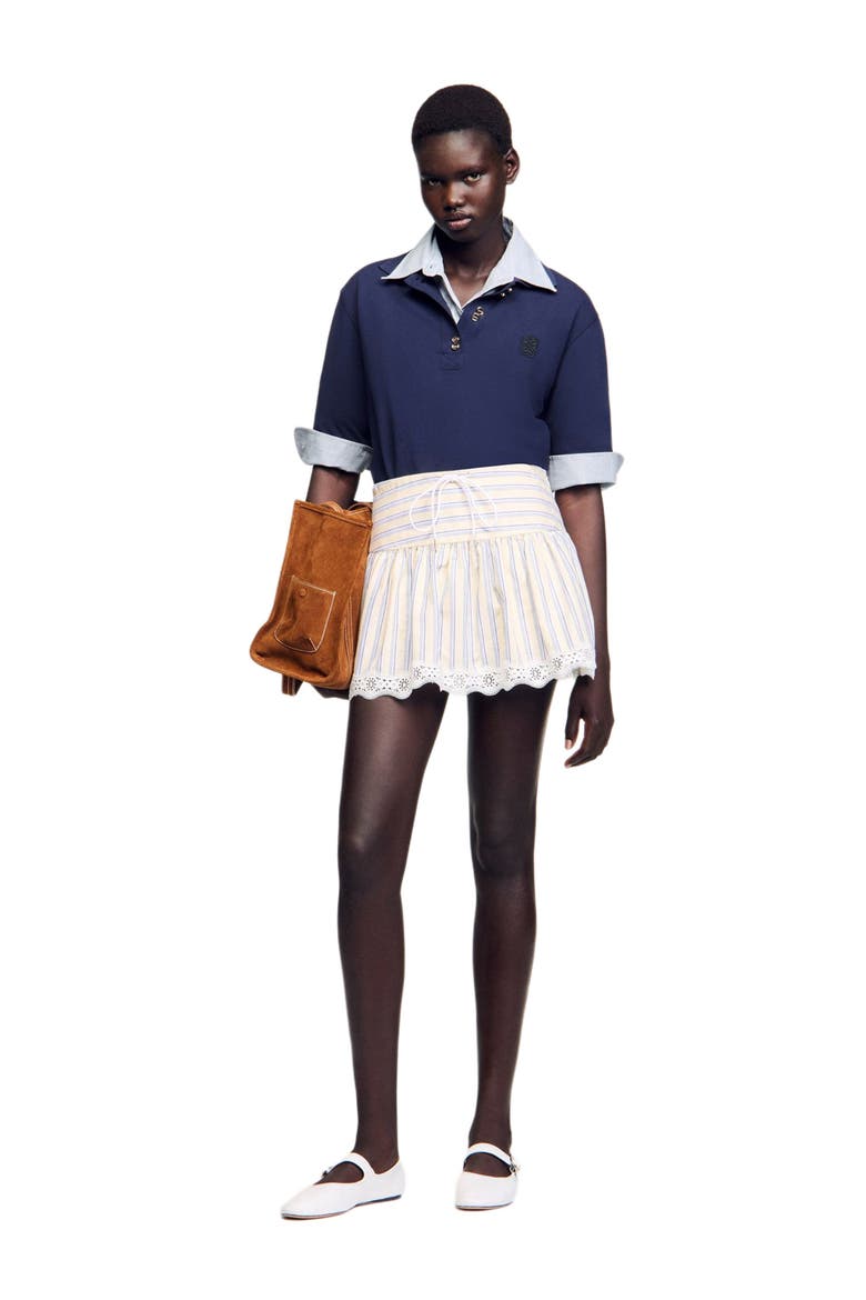 Striped skort, Main, color, Ecru / jean