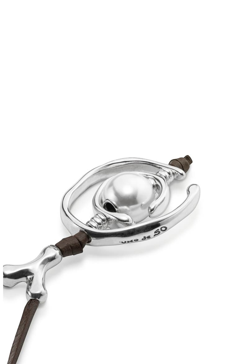 Pearl  Leather Necklace, Alternate, color, Silver