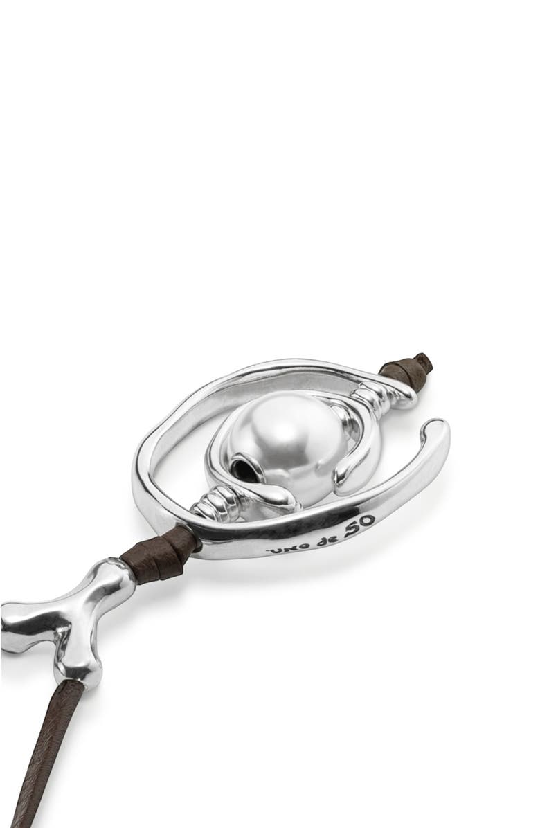 UNODE50 Pearl  Leather Necklace, Alternate, color, Silver