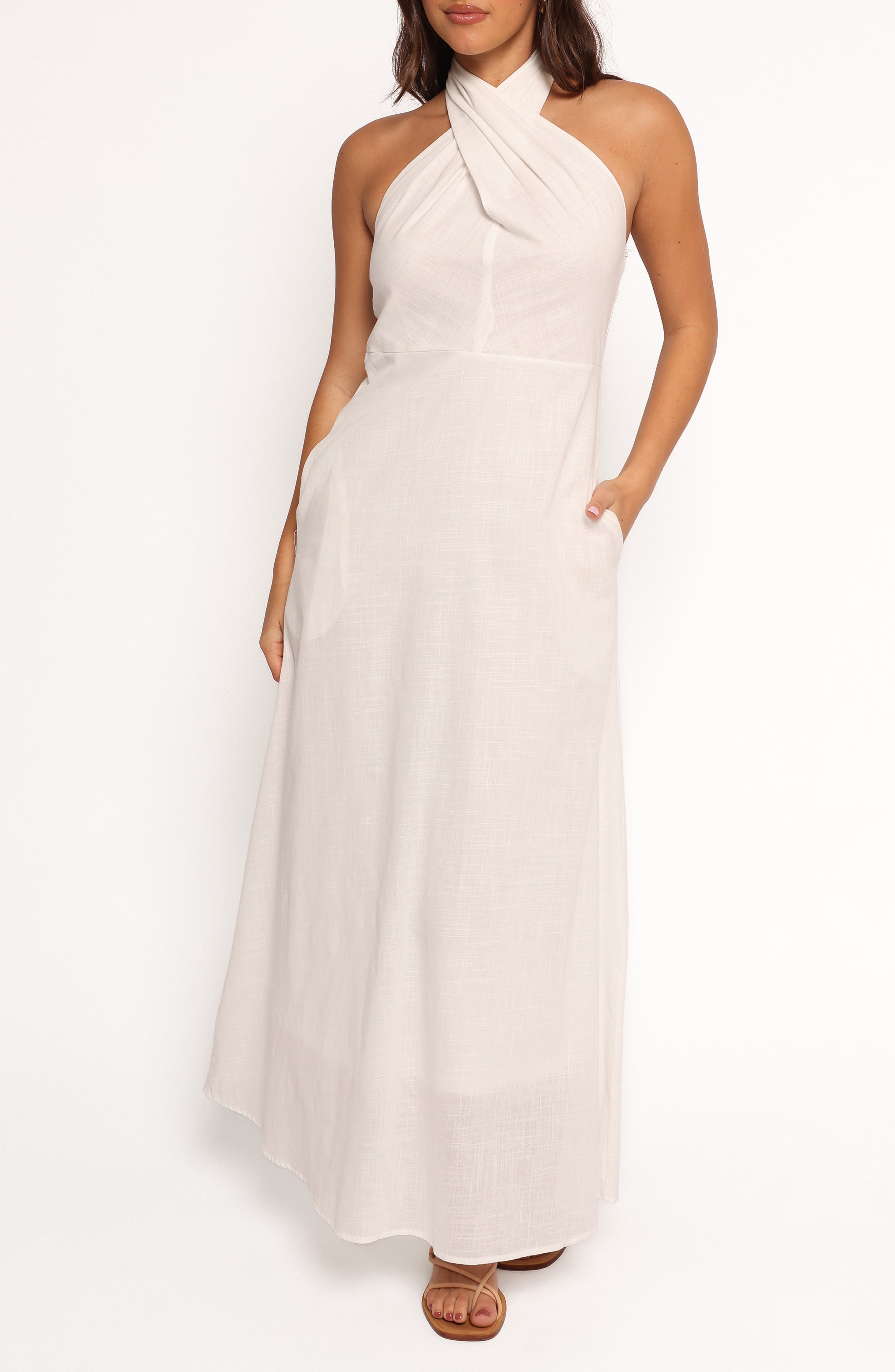 Petal & Pup Betsy Halter Neck Cotton Maxi Dress