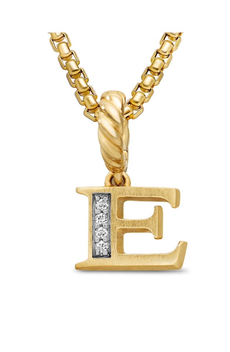 David Yurman Pavé A Initial Pendant in 18K Yellow Gold with Diamonds, Alternate, color, 18K Yellow Gold - E