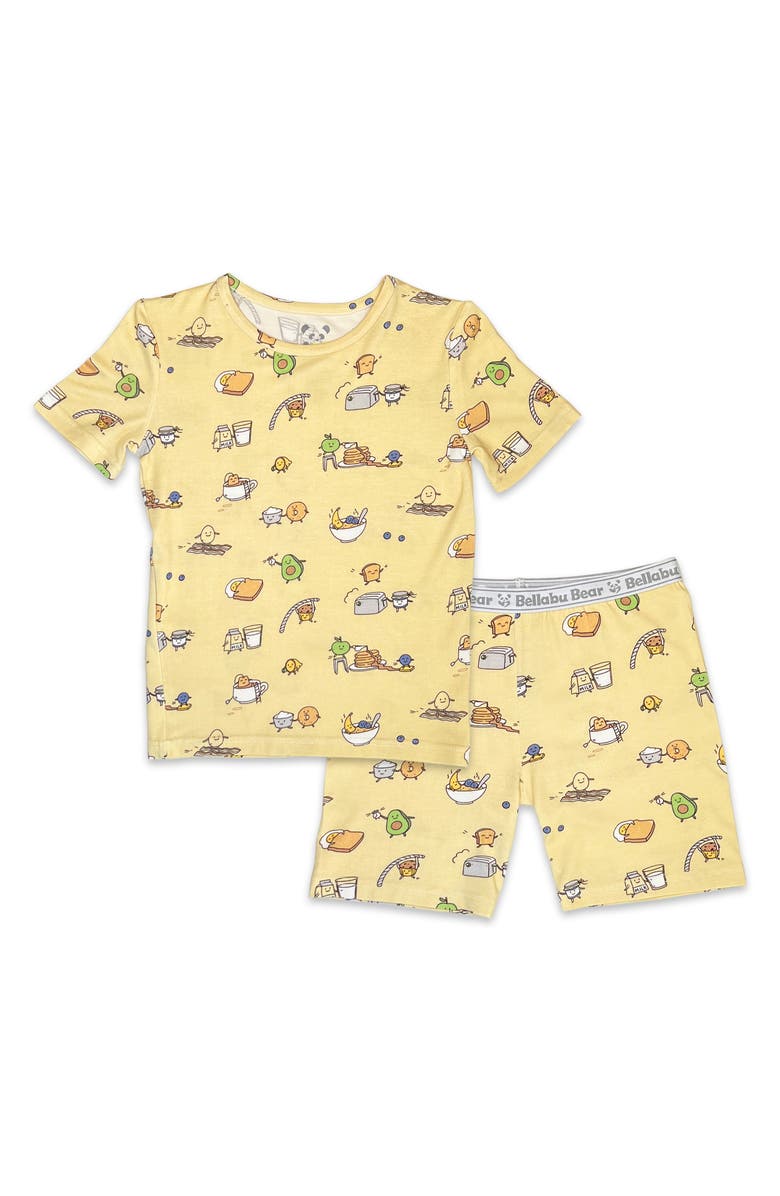 Bellabu Bear Kids' Love You Brunches Fitted Two-Piece Short Pajamas, Main, color, 
