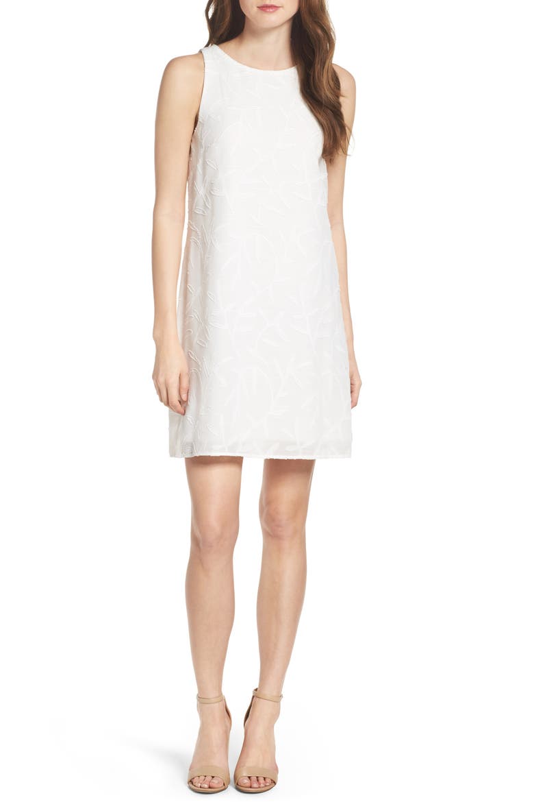 Clipped Jacquard Shift Dress, Alternate, color, IVORY
