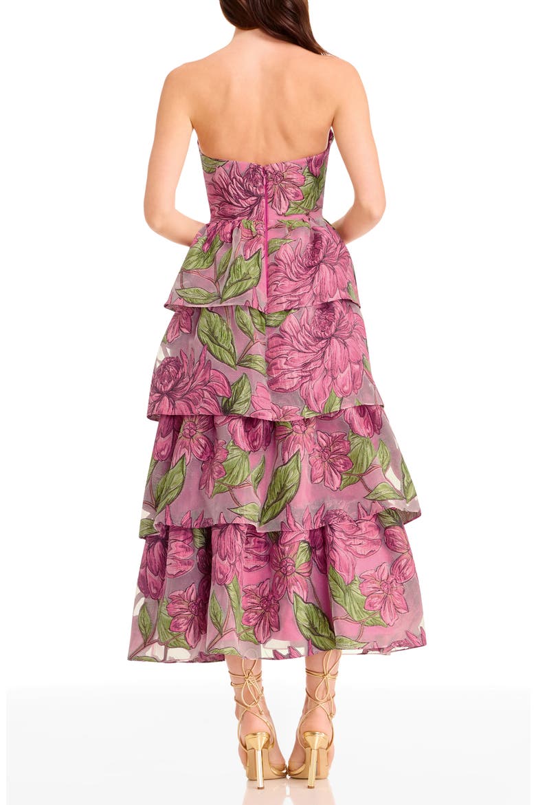 Savannah Floral Strapless Tiered Gown, Alternate, color, BRIGHT FUCHSIA MULTI