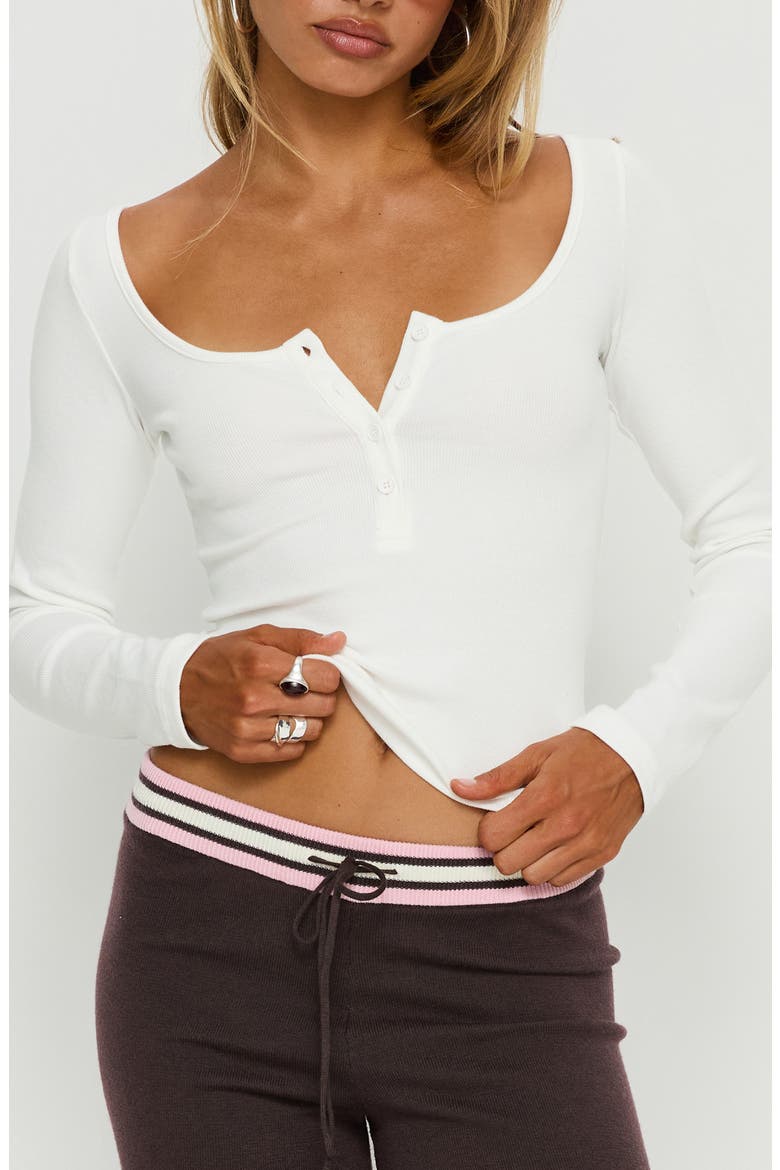 Kelsie Organic Cotton Blend Henley, Main, color, WHITE