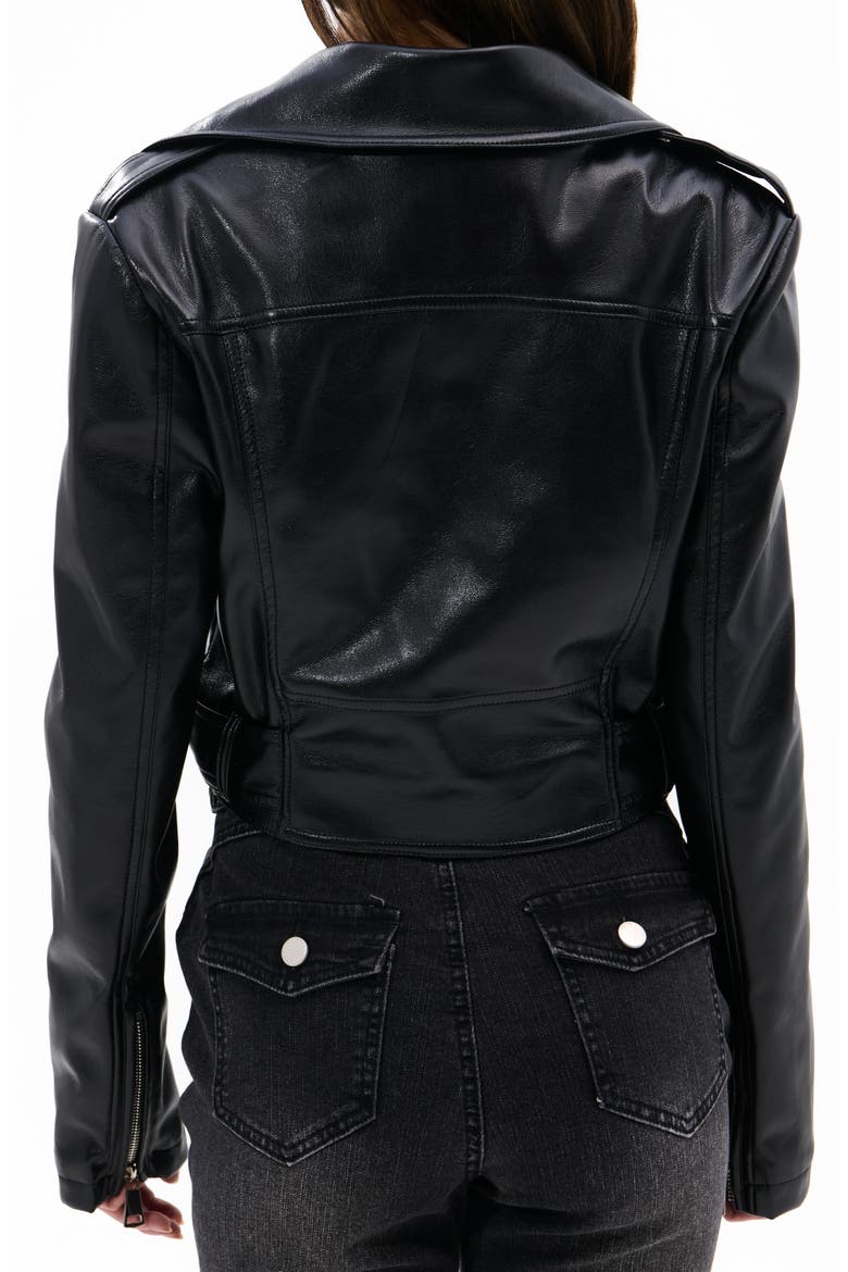 Faux Leather Crop Moto Jacket, Alternate, color, BLACK