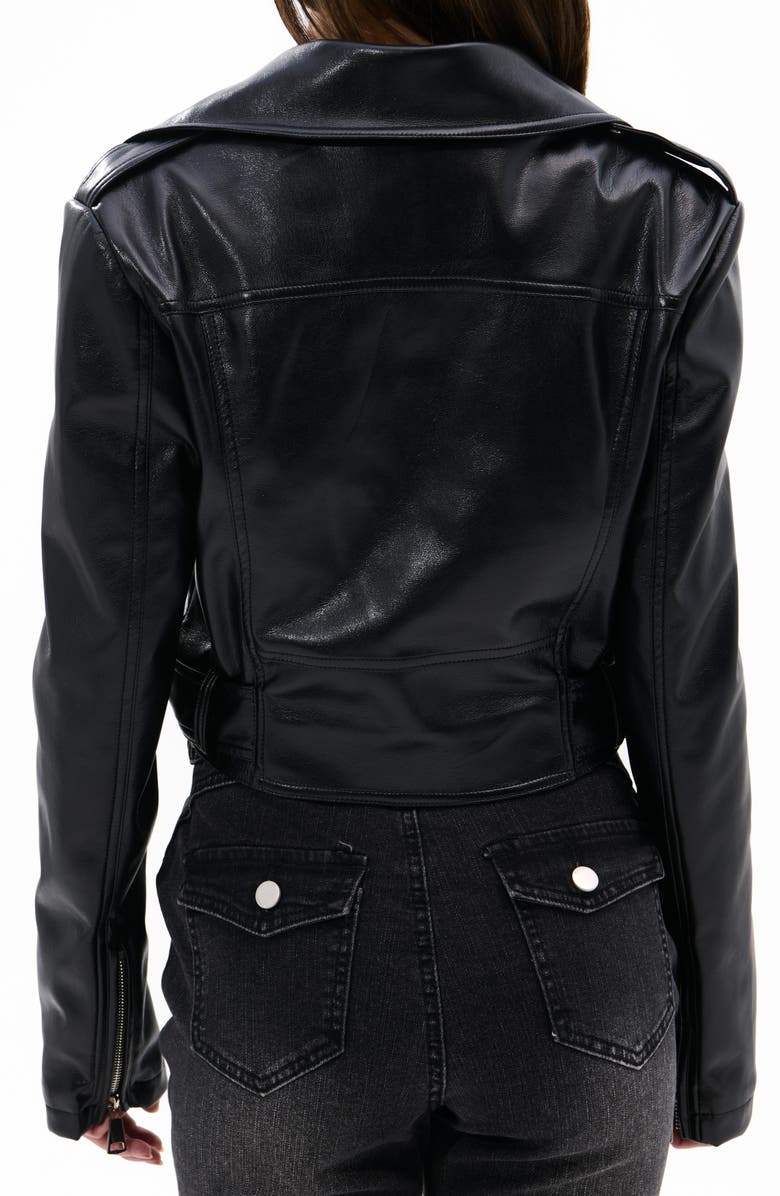 AZALEA WANG Faux Leather Crop Moto Jacket, Alternate, color, Black