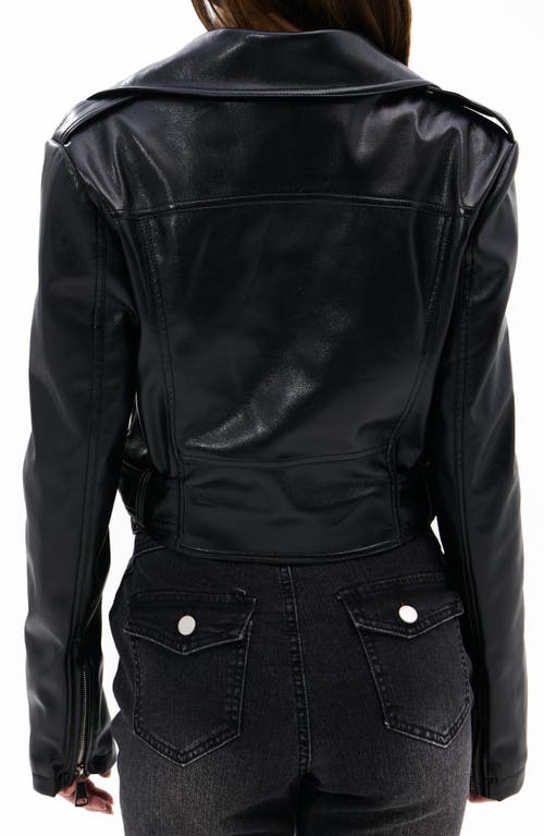 Azalea Wang Faux Leather Crop Moto Jacket In Black