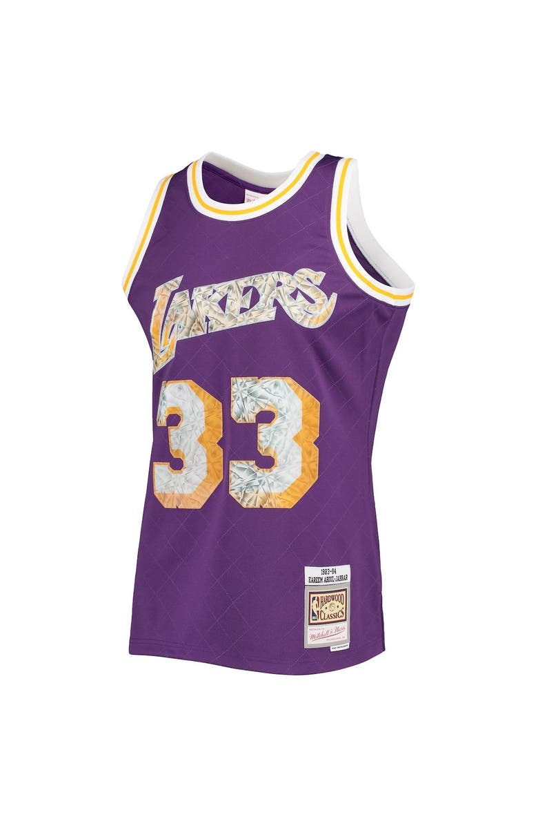 Mitchell & Ness Men's Mitchell & Ness Kareem Abdul-Jabbar Purple Los Angeles Lakers 1996-97 Hardwood Classics NBA 75th Anniversary Diamond Swingman Jersey, Alternate, color, 