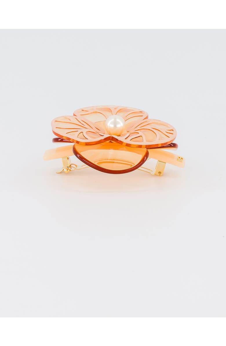 Alexandre de Paris Boheme camelia acetate hair barette, Alternate, color, Peach