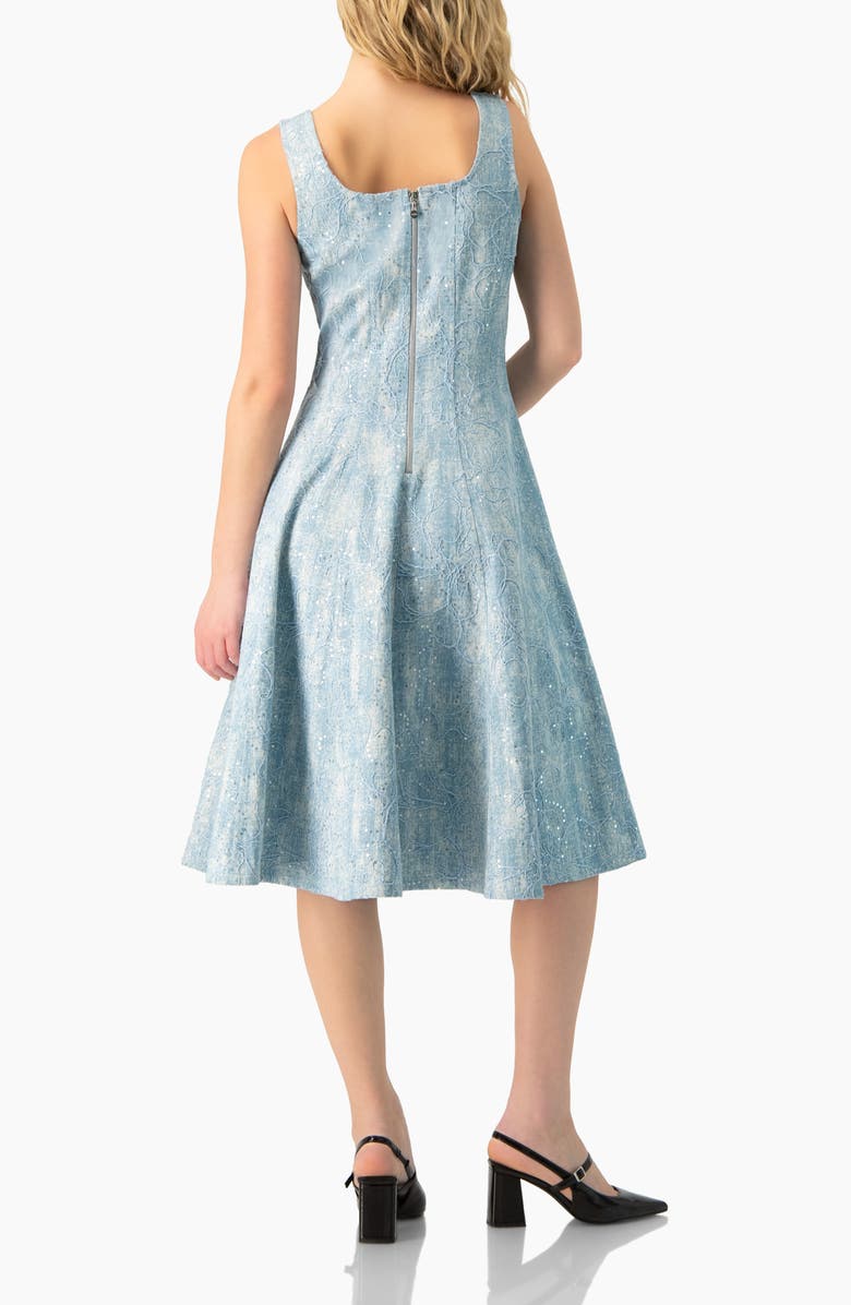 IVONNE Square Neck Midi Denim Dress, Alternate, color, Blue