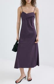 MANGO Cross Neck Tie Back Midi Dress
