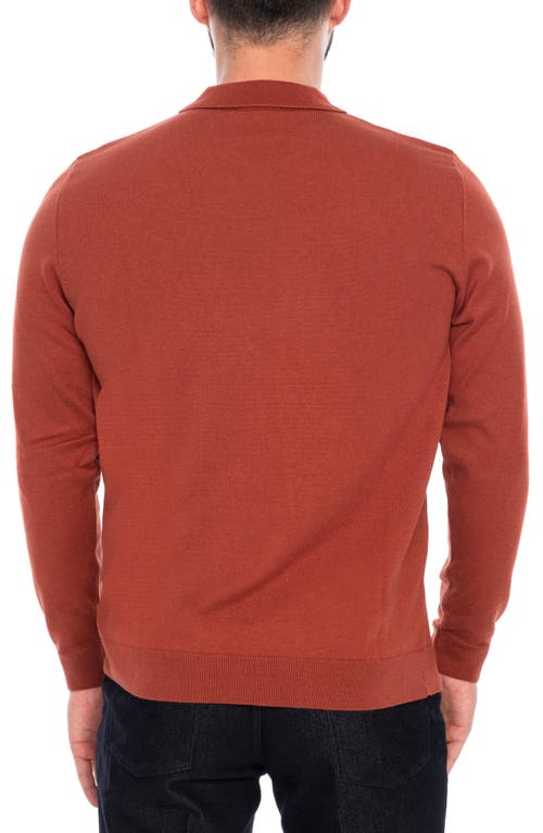 Vellapais Long Sleeve Polo In Dark Orange