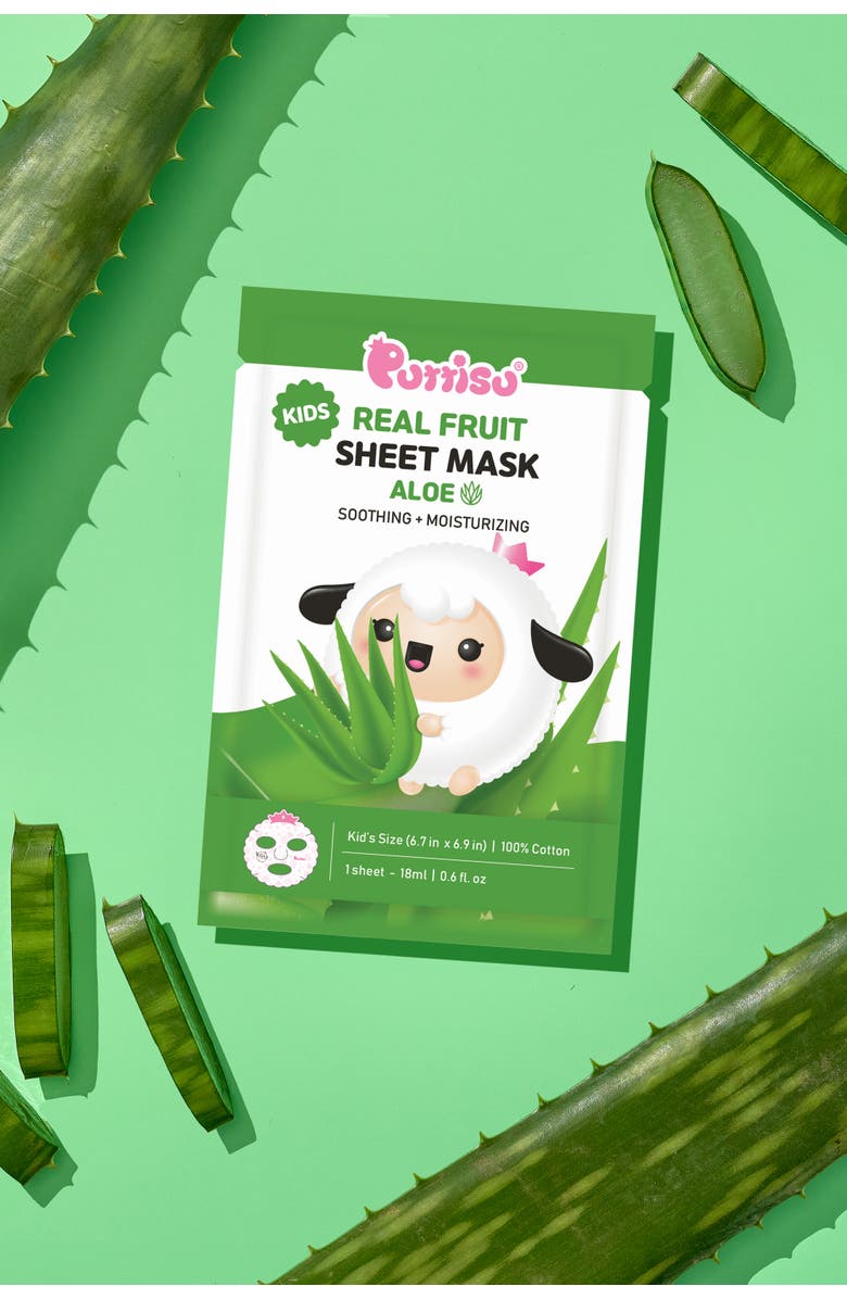 Puttisu Real Fruit Facial Mask Sheet for Kids, Alternate, color, Aloe - 30 Sheets