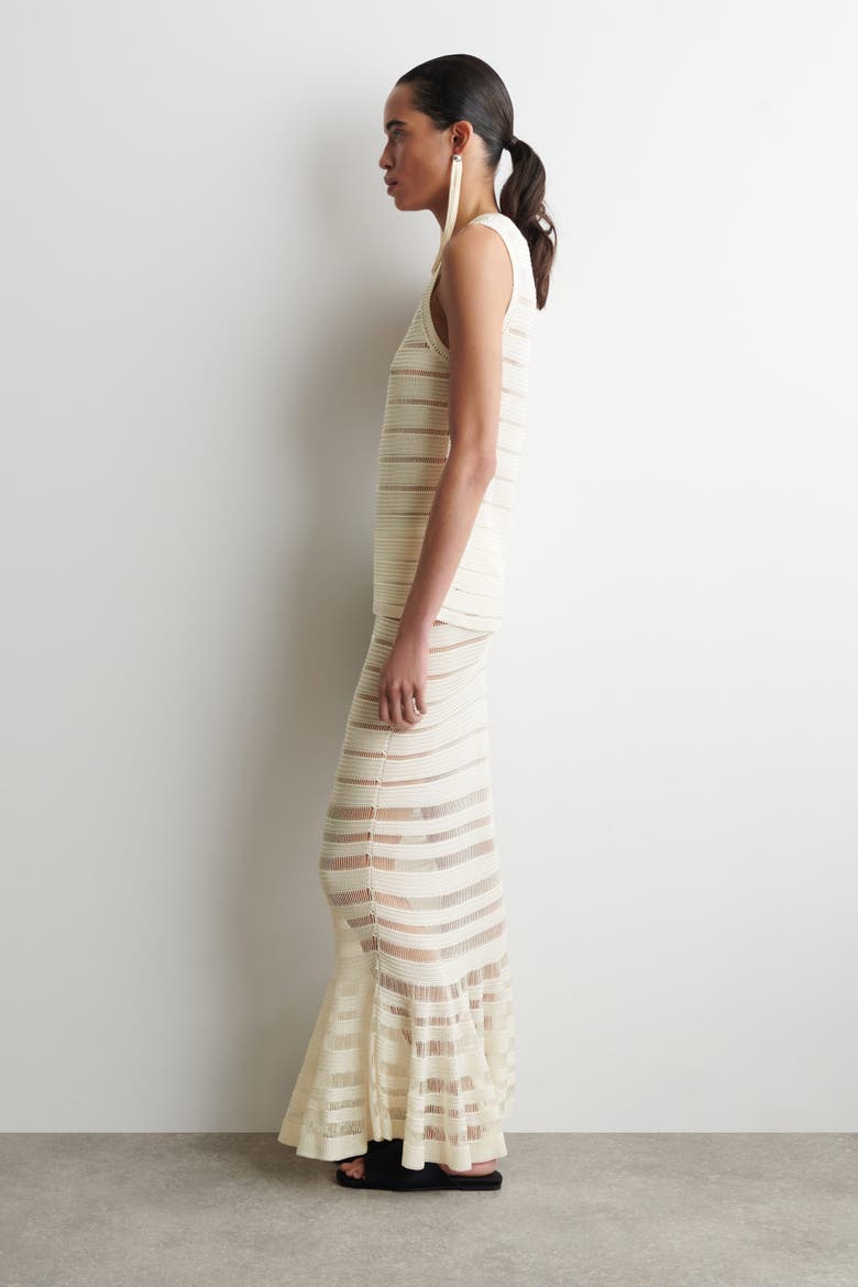 Ladder-stitch Knitted Top, Alternate, color, CREAM