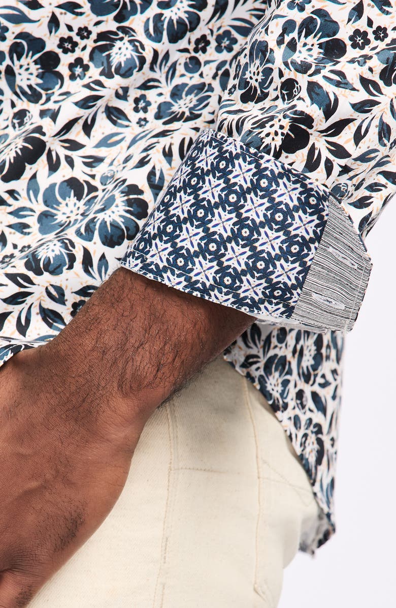 Robert Graham Floral Print Cotton Button-Up Shirt, Alternate, color, Blue Multi