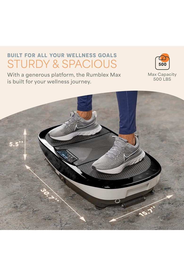 Rumblex Max 4D Vibration Plate Exercise Machine with Bands for Home Fitness and Recovery, Alternate, color, Black