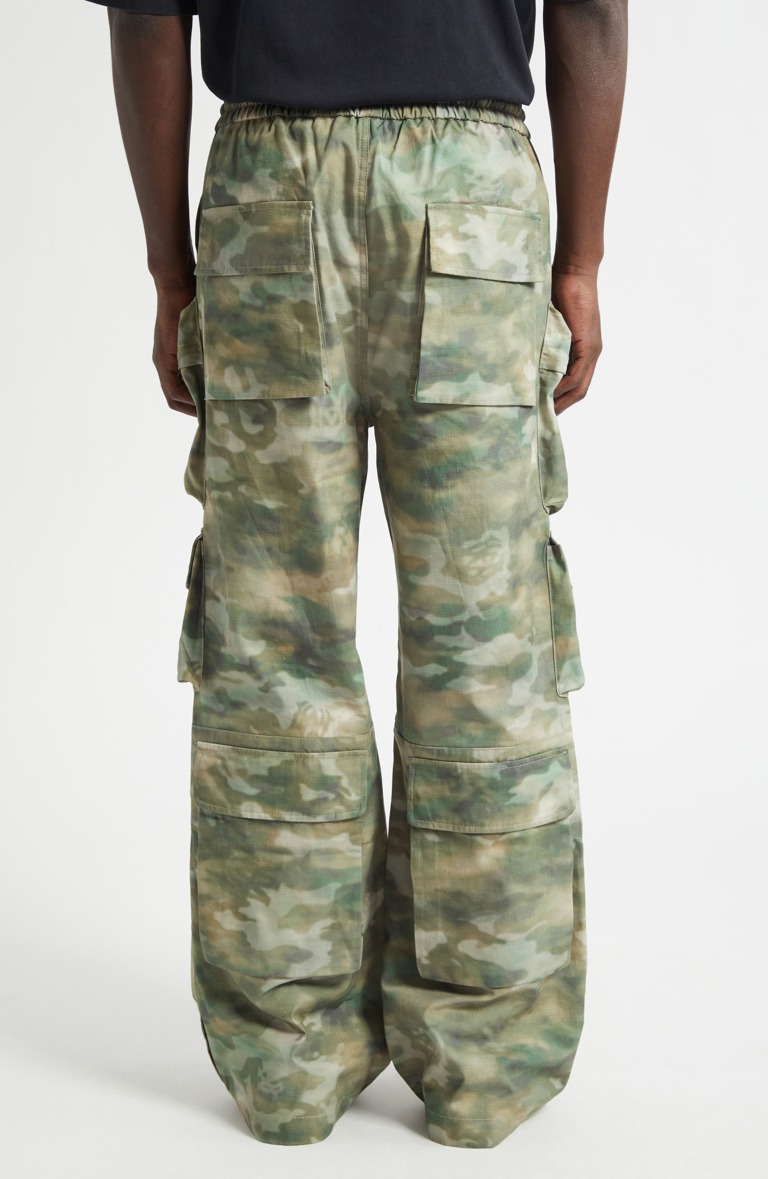 AMIRI Camo Print Drawstring Cargo Pants (Men) | Nordstrom