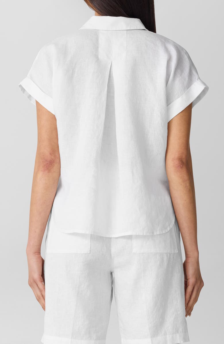 Eileen Fisher Notched Collar Organic Linen Top, Alternate, color, White