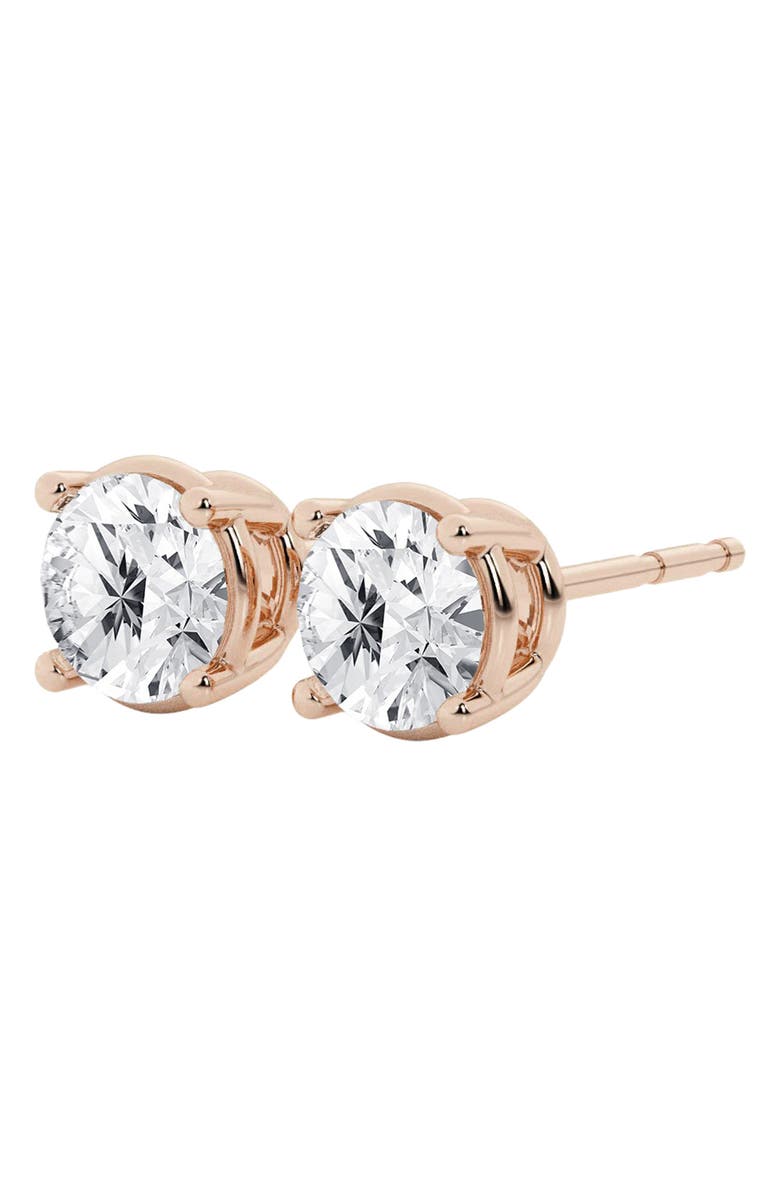 Badgley Mischka Collection 14K Gold Round Cut Near Colorless Lab-Created Diamond Stud Earrings - 1.0ct, Main, color, 