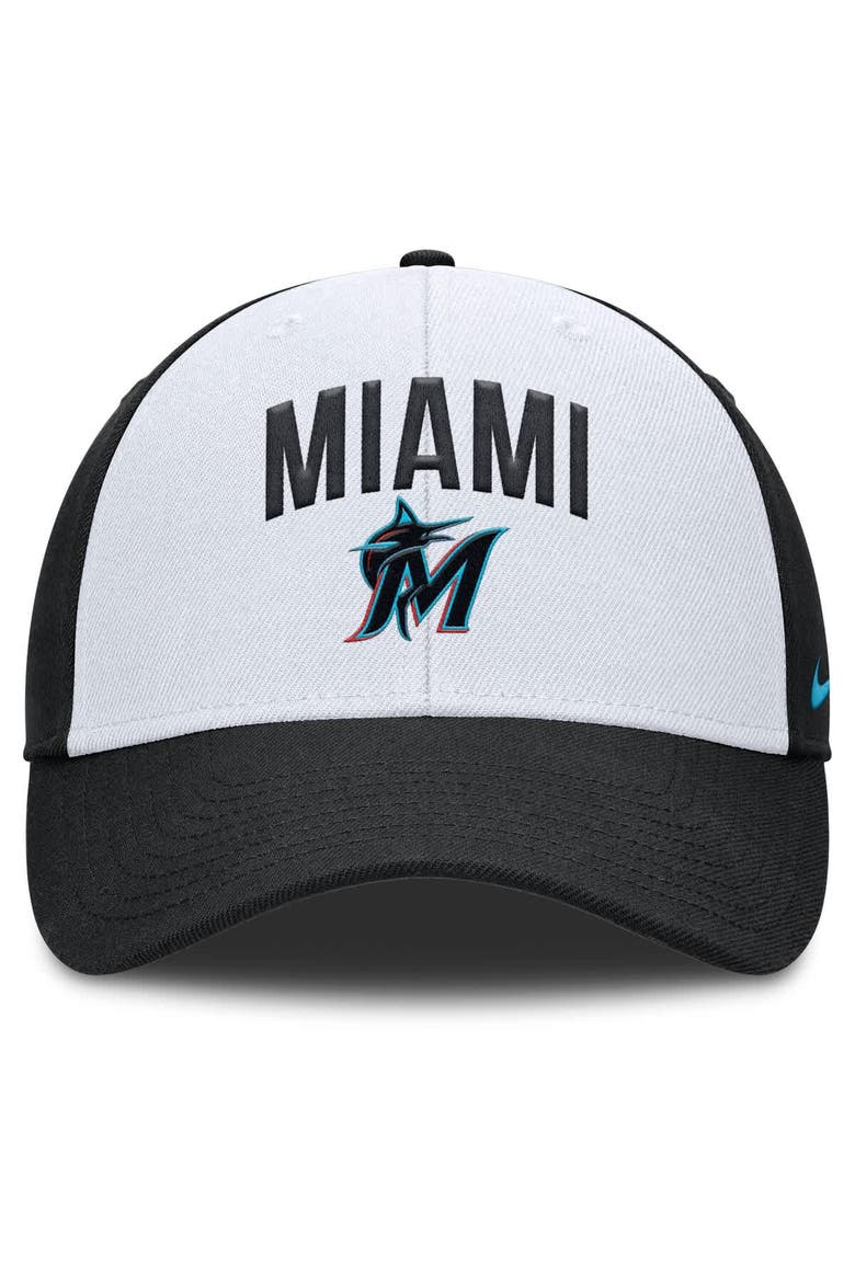 Men's Nike White/Black Miami Marlins Club Performance Adjustable Hat, Alternate, color, White
