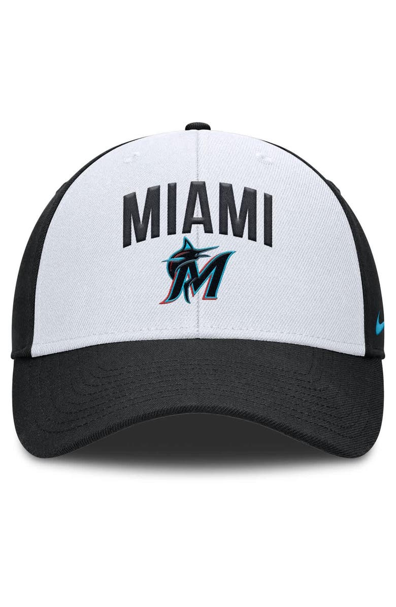 Nike Men's Nike White/Black Miami Marlins Club Performance Adjustable Hat, Alternate, color, White