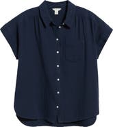 Caslon® Cotton Gauze Button-Up Shirt