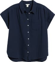 Caslon® Cotton Gauze Button-Up Shirt