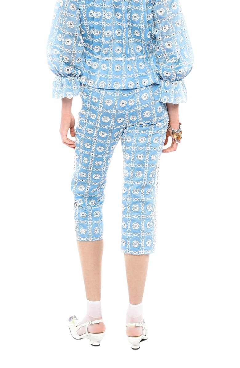 Anna Sui Lattice Lace Embroidery Capri Pants, Alternate, color, Baby Blue