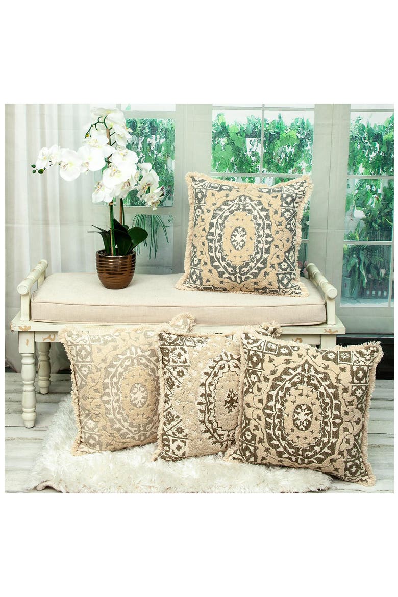 Geometric Square Throw Pillow, Alternate, color, BEIGE