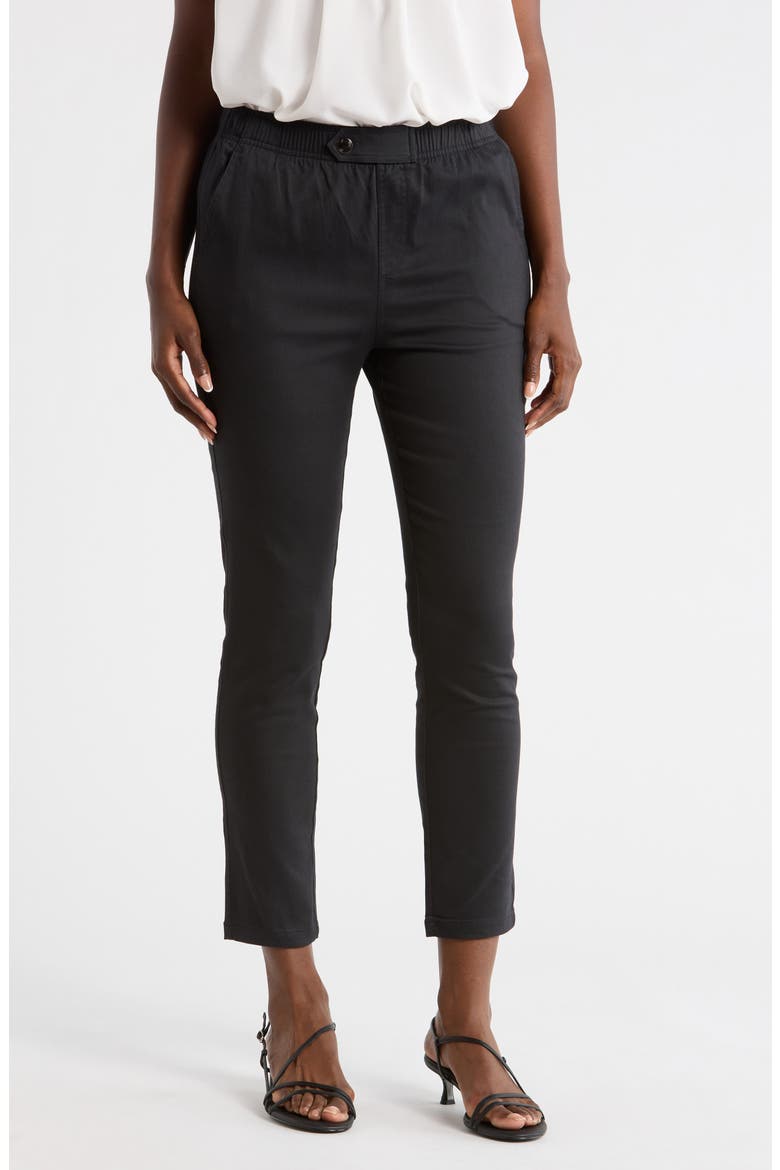 Side Button Capri Pants, Main, color, BLACK