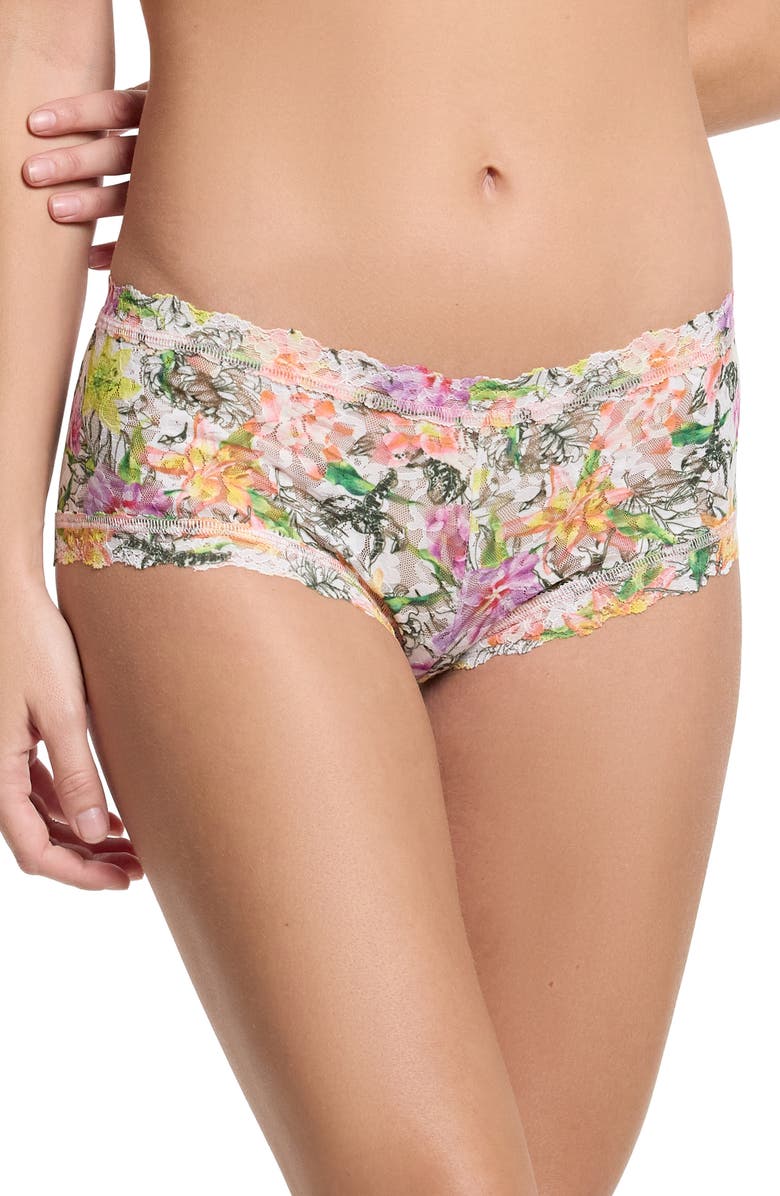 Hanky Panky Print Boyshorts, Alternate, color, Botany White