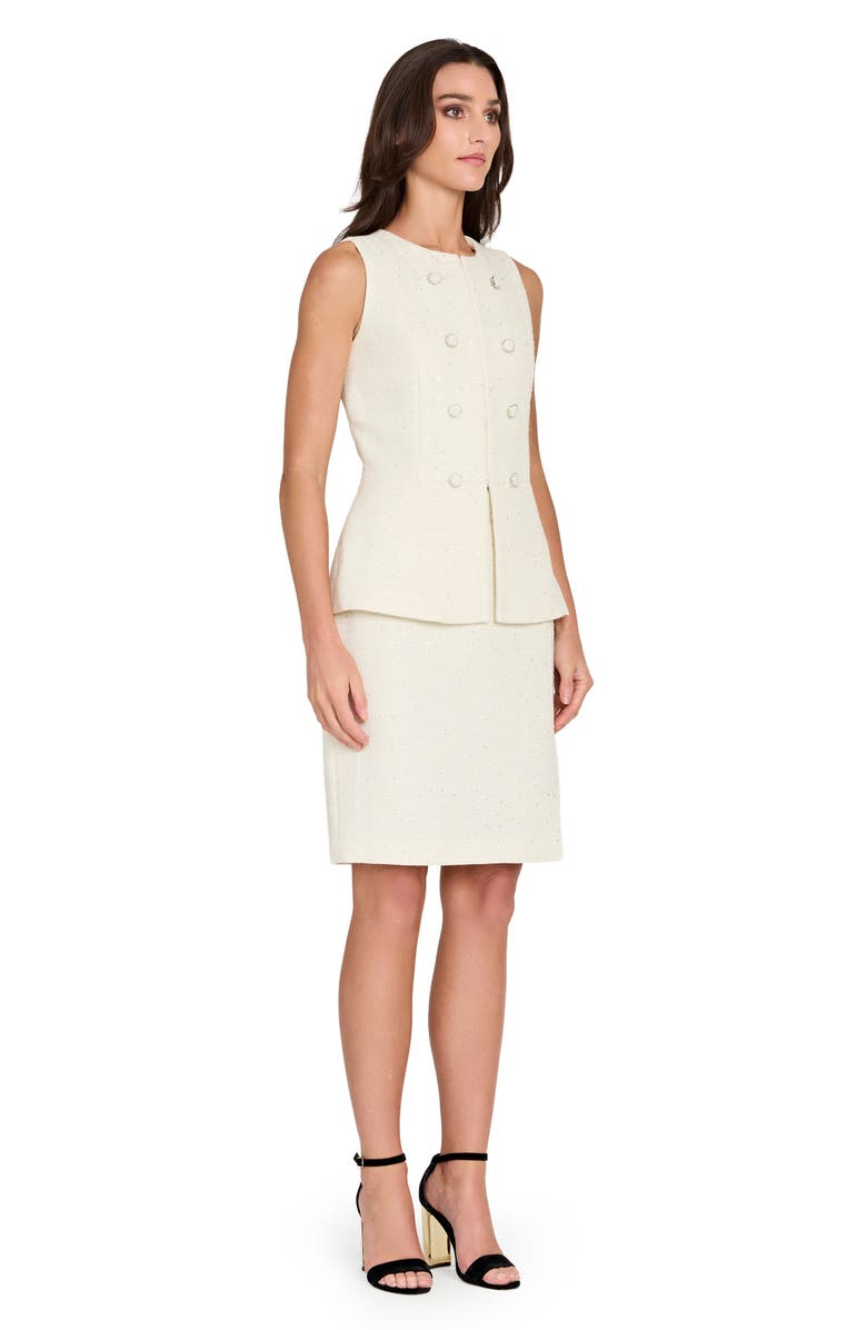 Tahari ASL Metallic Bouclé Vest, Alternate, color, Vanilla