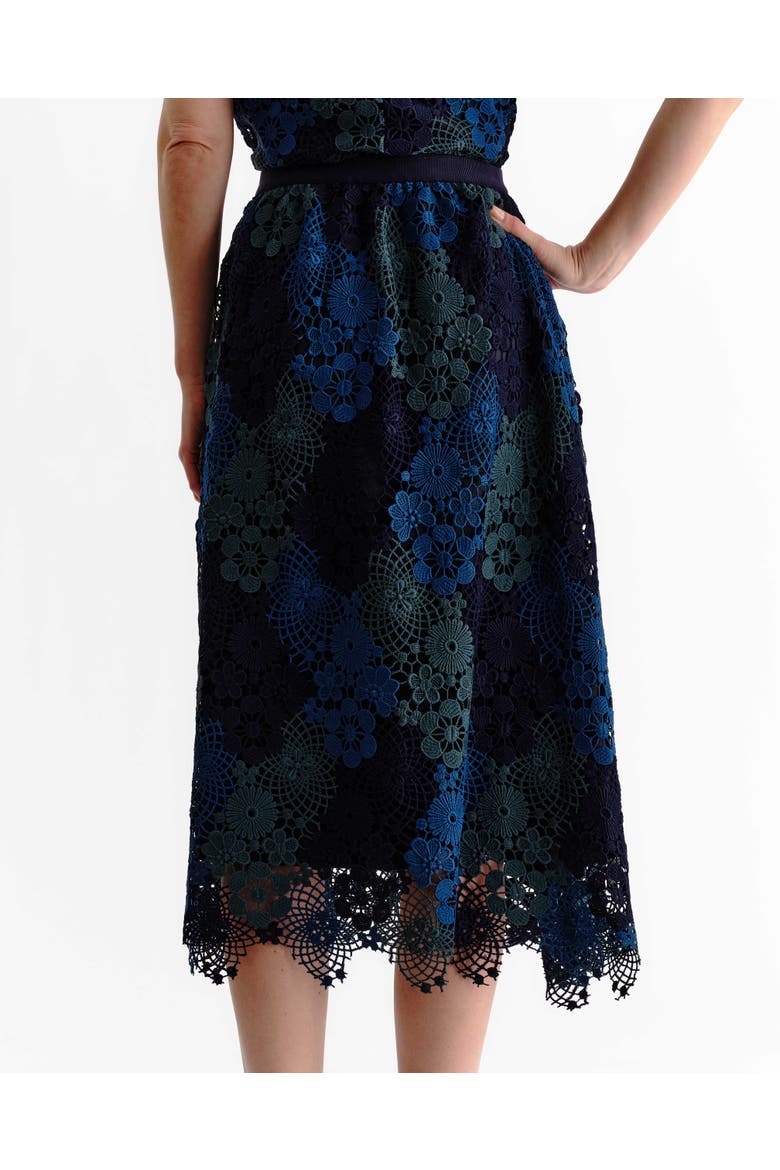 Catherine Ombre Lace Midi Skirt, Alternate, color, Navy