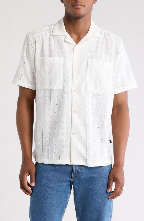 Relaxed Fit Open Stitch Camp Shirt