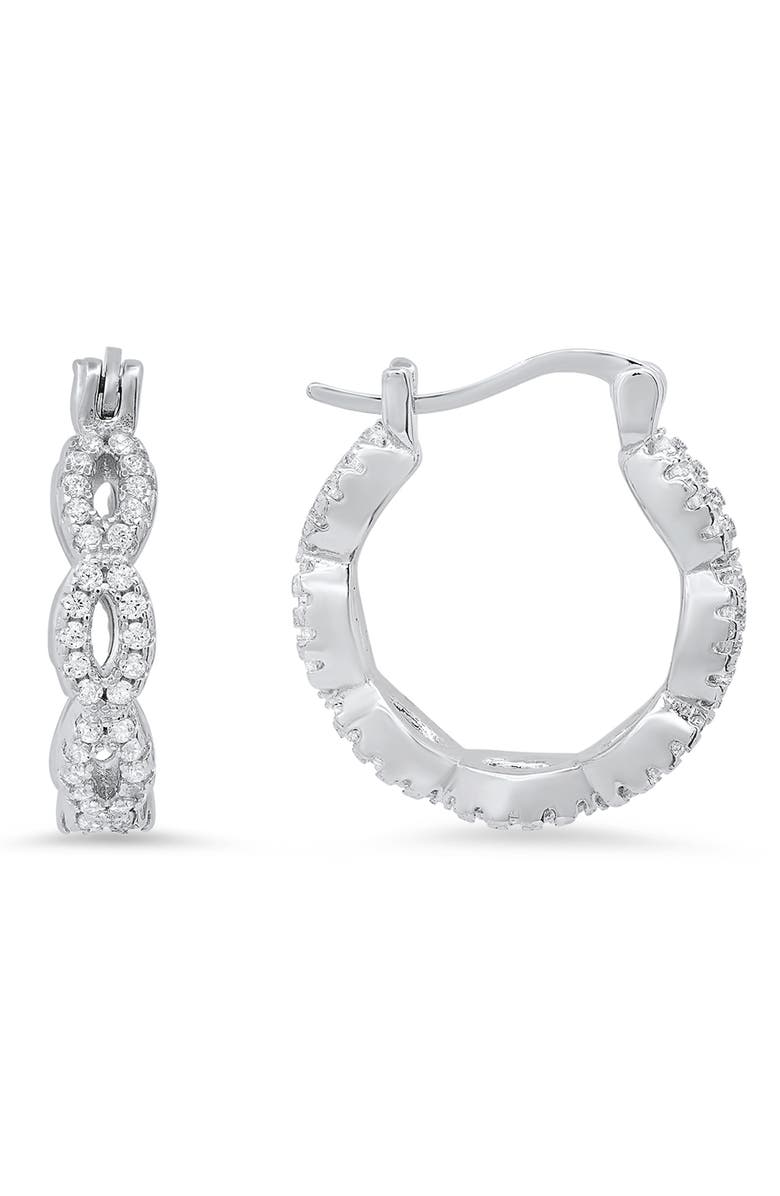 Queen Jewels Sterling Silver Cubic Zirconia Hoop Earrings, Main, color, Silver