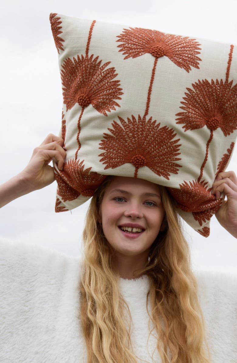 Sunday Citizen Palm Leaf Embroidered Throw Pillow, Alternate, color, 