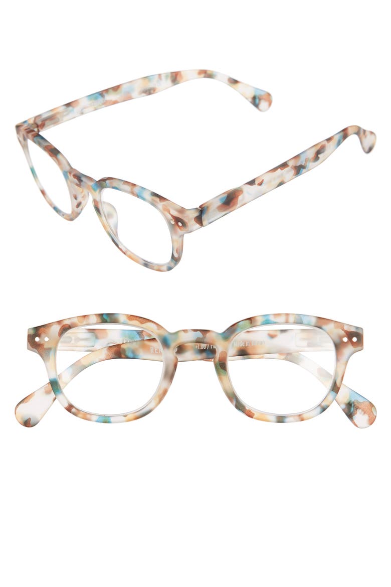 #C 49mm Square Reading Glasses, Main, color, BLUE TORTOISE