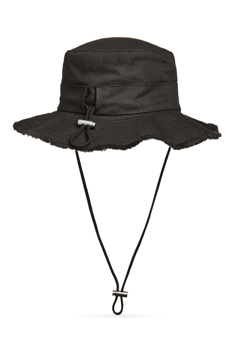 Le Bob Artichaut Fray Brim Cotton Hat, Alternate, color, BLACK 990