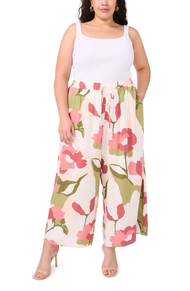 Vince Camuto Floral Print Drawstring Pants, Alternate, color, 