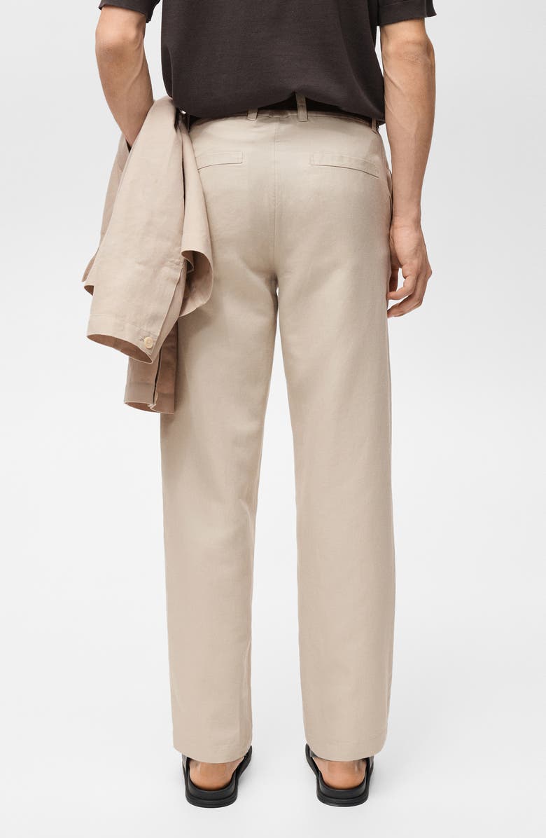 MANGO Regular Fit Linen & Cotton Pants, Alternate, color, Sand