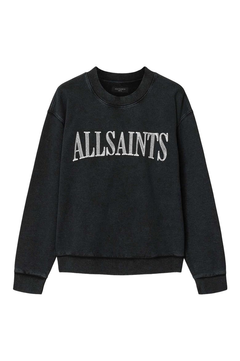 Dash Embroidered Sweatshirt, Alternate, color, WASHED BLACK